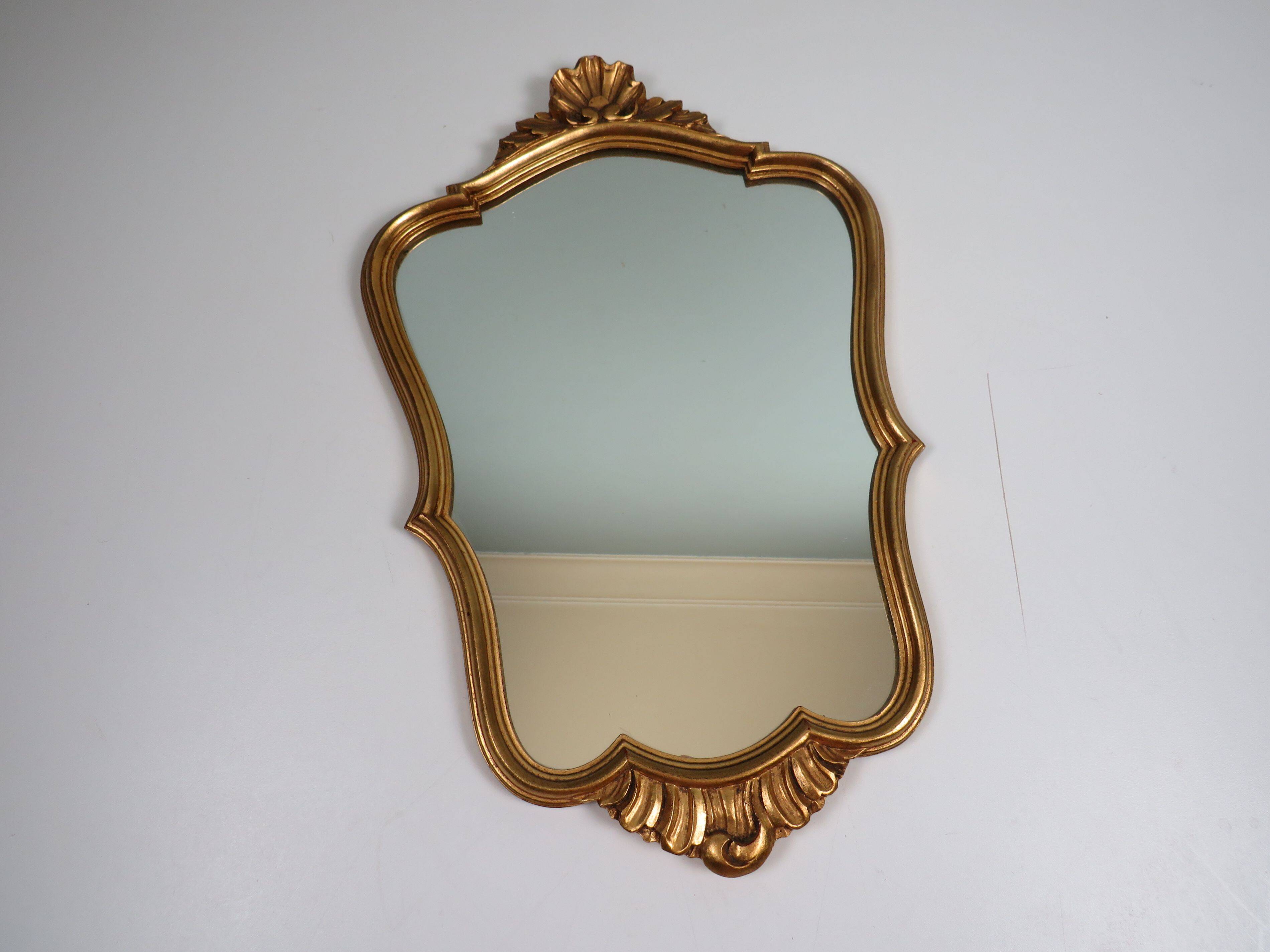 Vintage Hollywood Regency gold mirror, mid-century style, Belgium 1s.