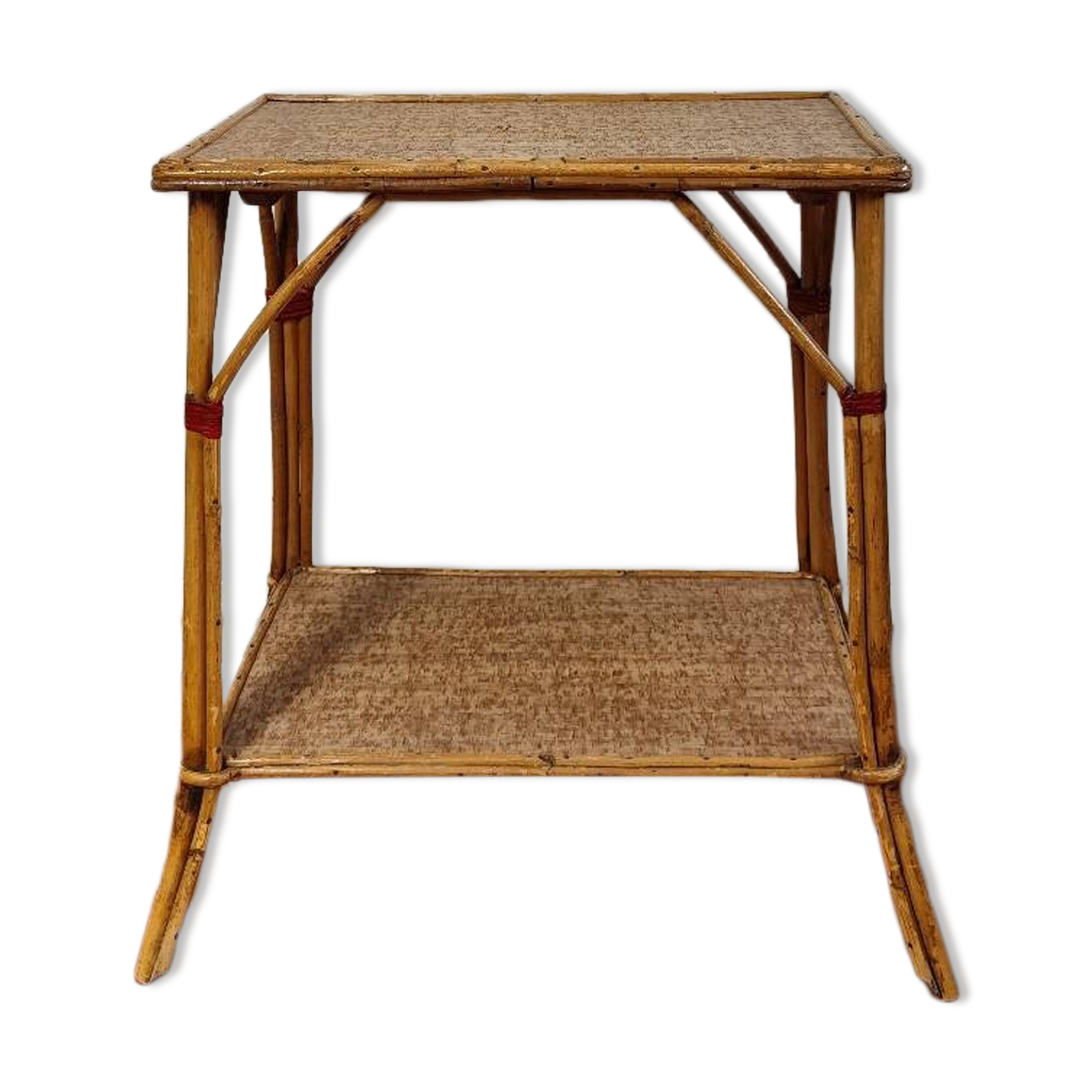 Rattan and cork side table