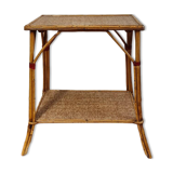 Rattan and cork side table