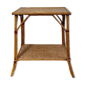 Rattan and cork side table