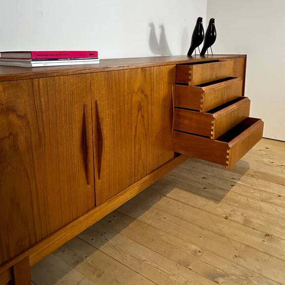 Teak sideboard with sliding doors, 1960s