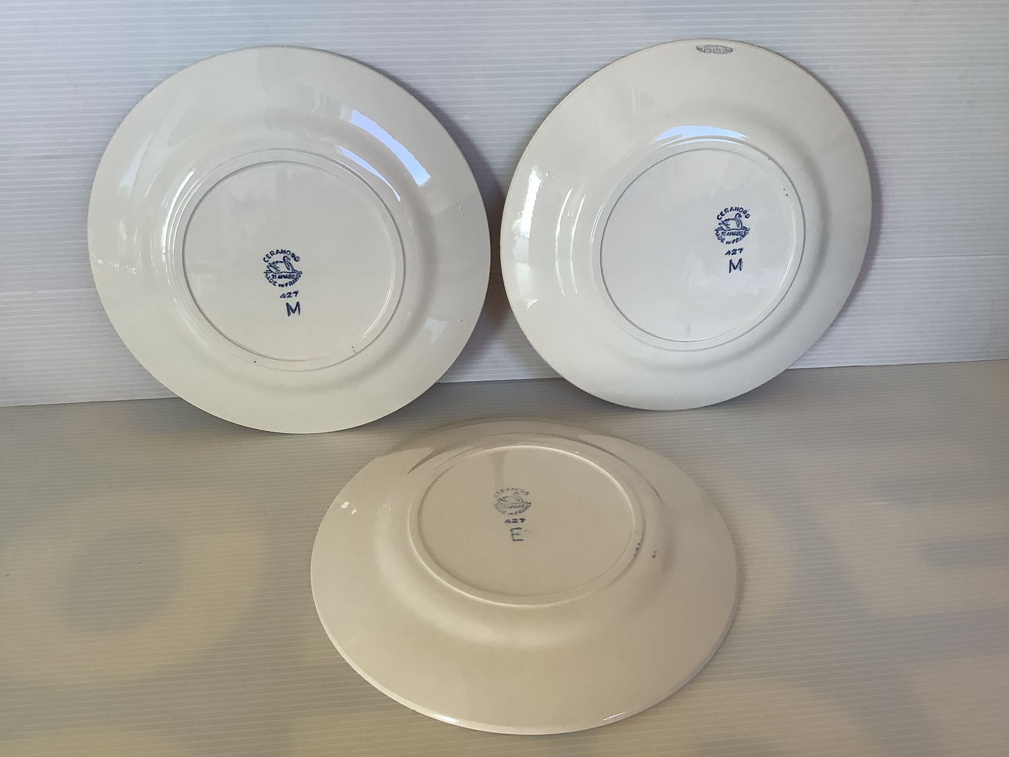 6 old earthenware plates blue flowers st Amand ceranord