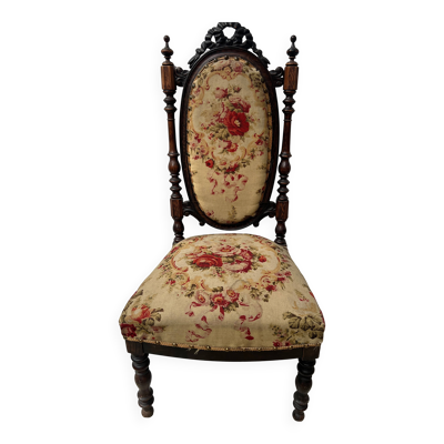 Chaise, chauffeuse d'époque Napoléon III en bois massif