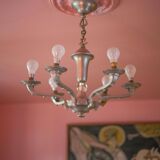 vintage 6-light chandelier, vintage suspension, ceiling lamp, interior decor