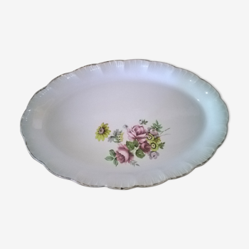 Oval dish, floral decoration, vintage