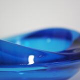70s blue glass ashtray