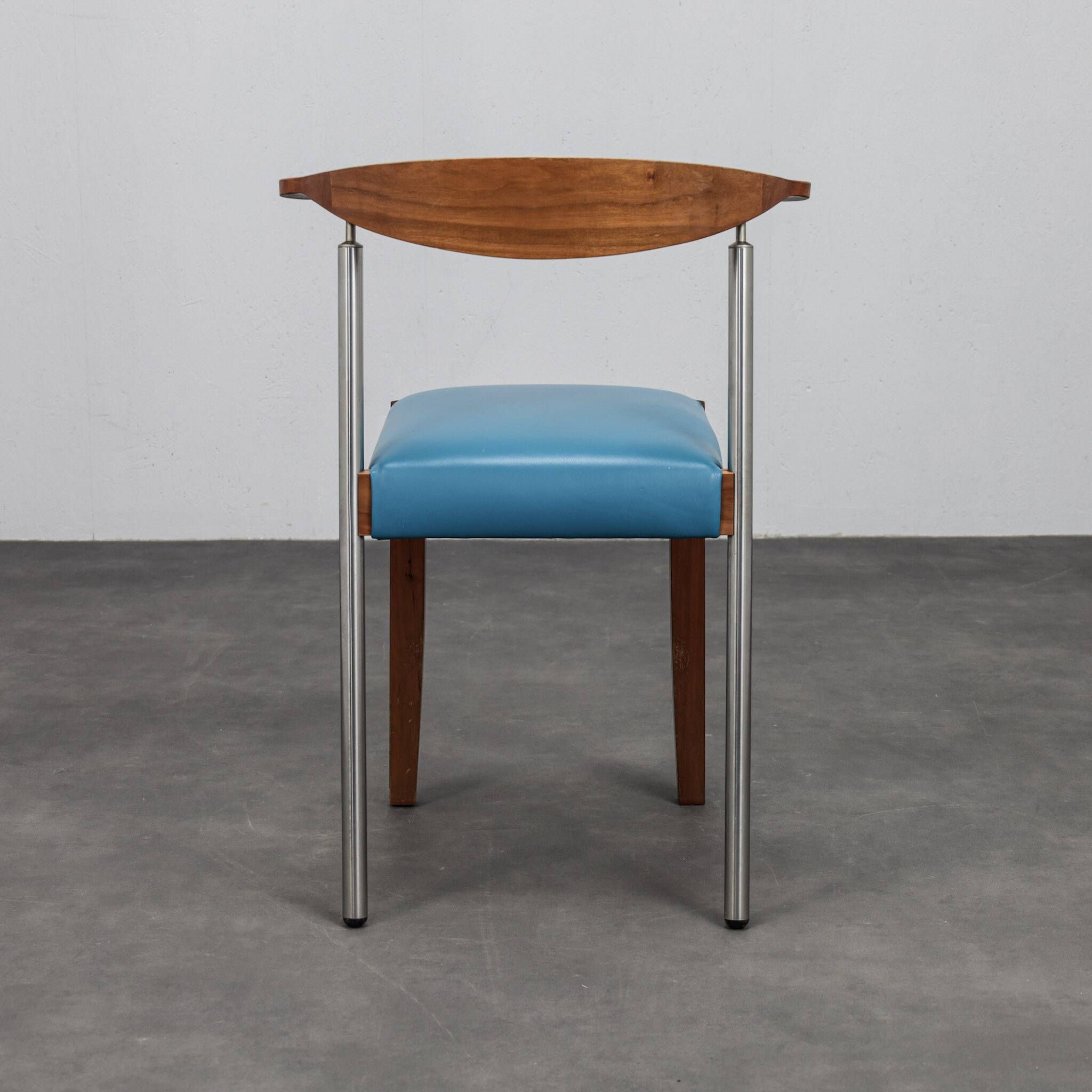 Set of 4 postmodern leather dining chairs, Italy, 1990s