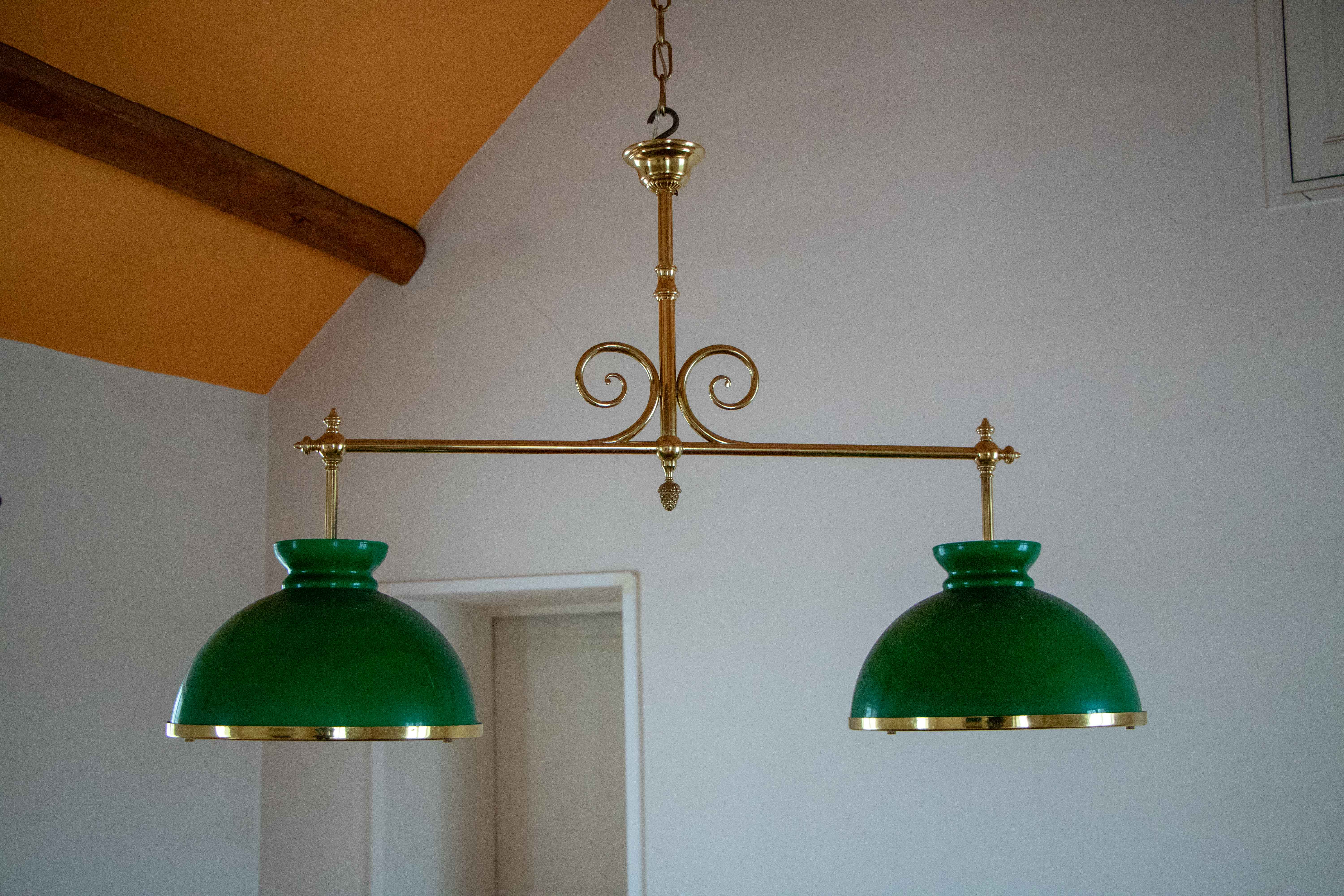 Opaline billiard chandelier