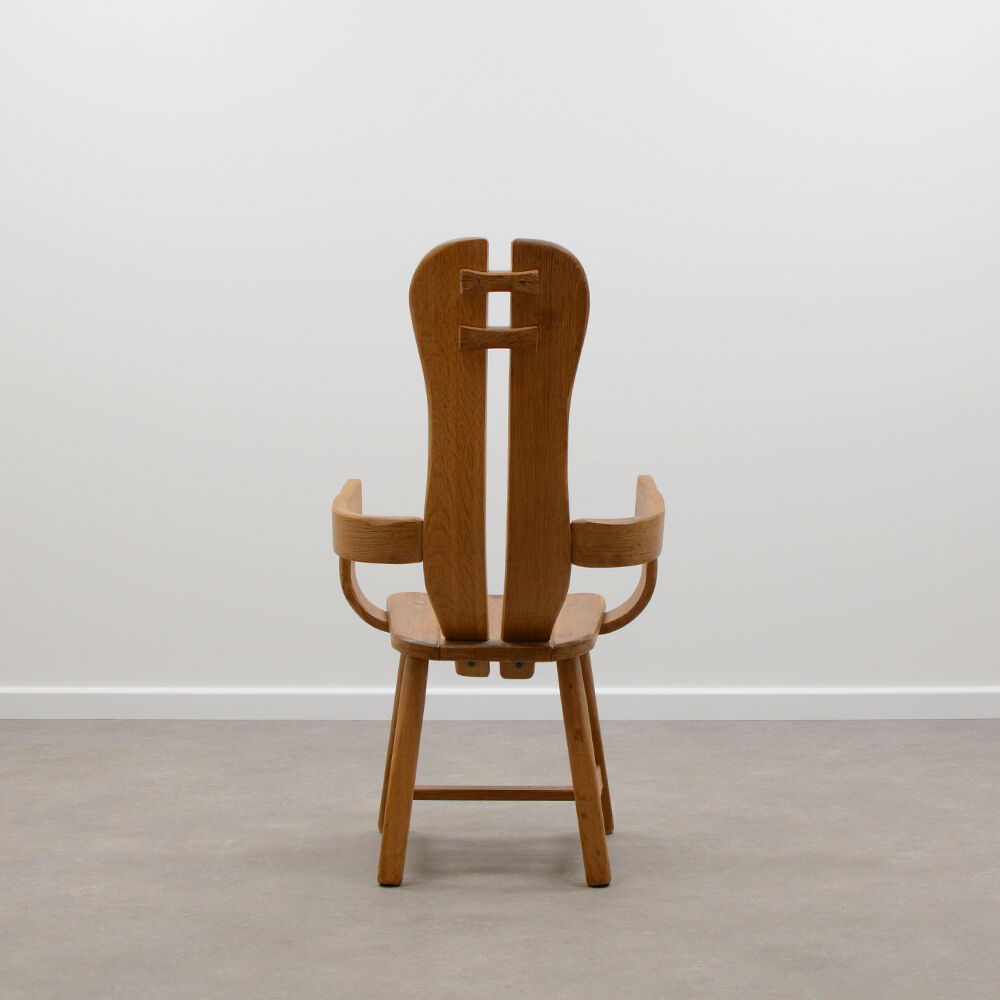 Oak brutalist chair 70s