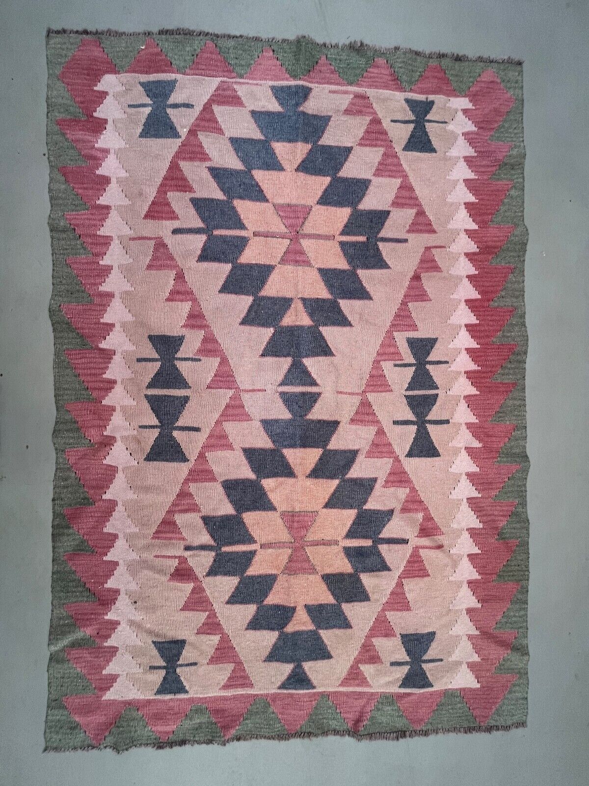 Tapis kilim turc vintage 170x117 cm en laine kelim moyen