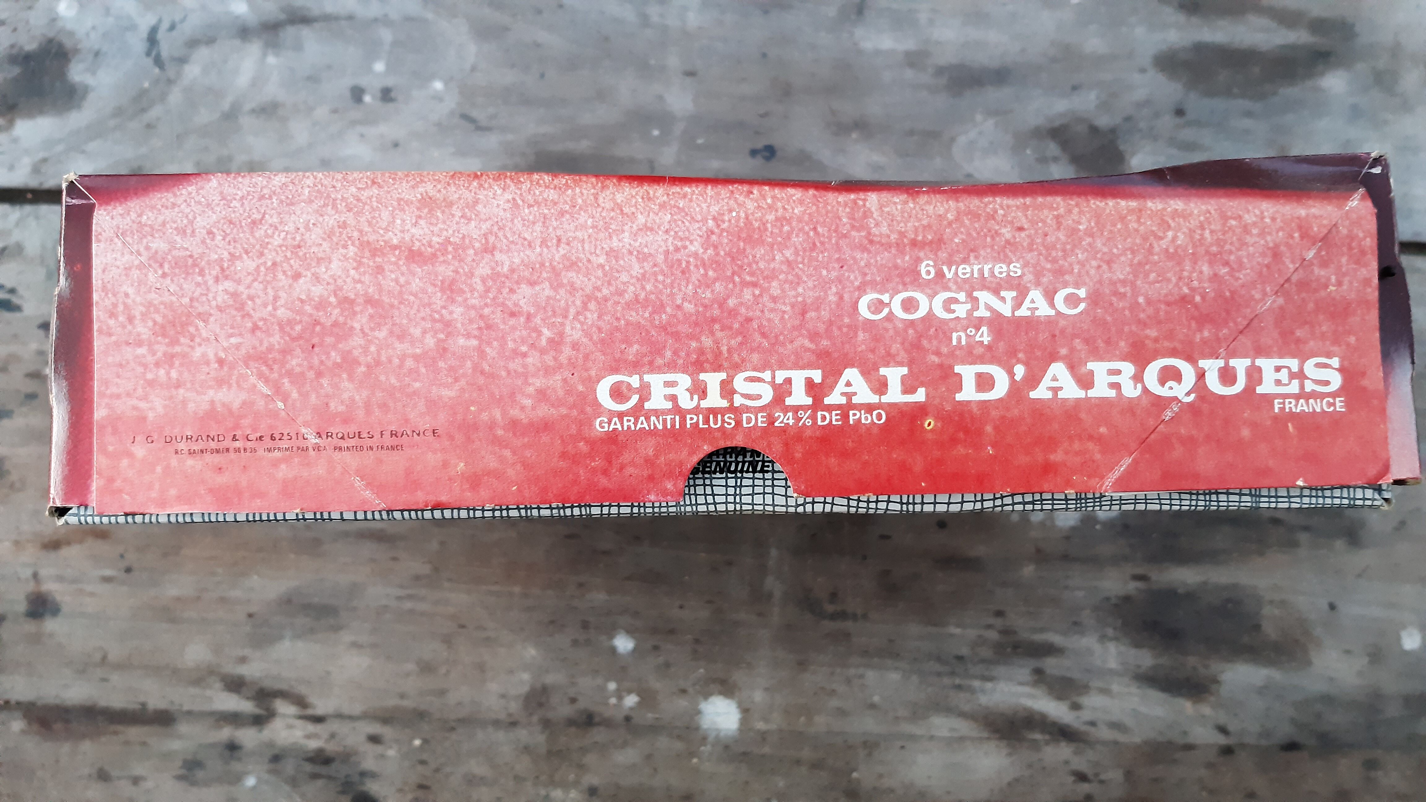 6 new Arques crystal cognac glasses