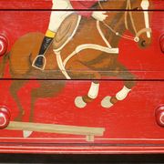 Hand-painted Victorian pine commode featuring a horse and jockey.