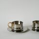 Duo of double-walled stainless steel espresso cups Made in Italy, Design 1970
