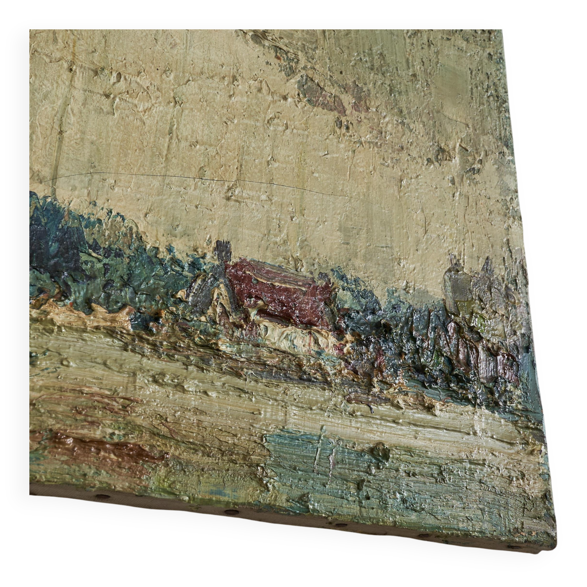 Paysage néerlandais huile sur toile 1940