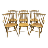 Set of 4 English chairs and 2 armchairs in beech