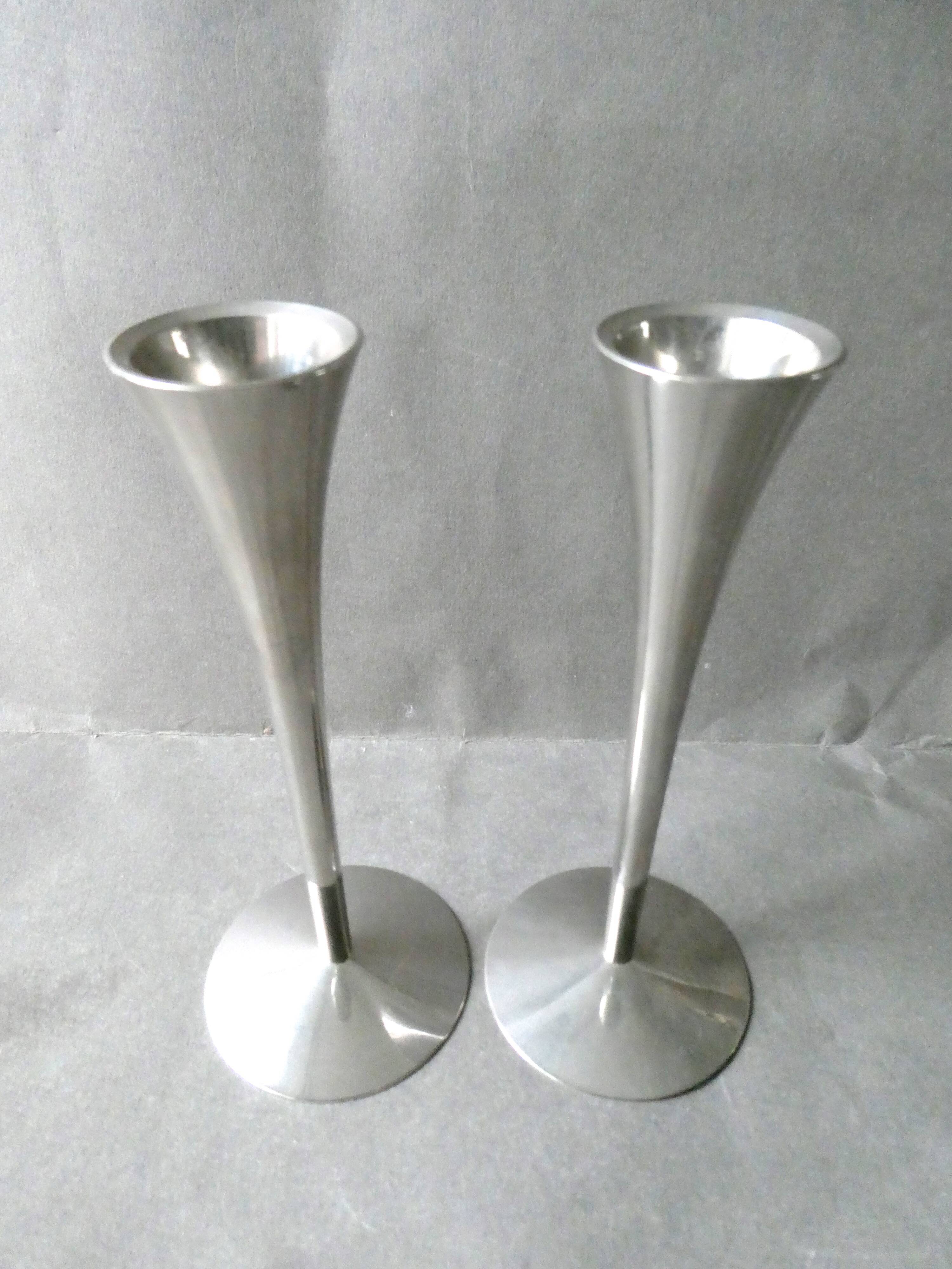 Pair of candlesticks Solingen 70s metal