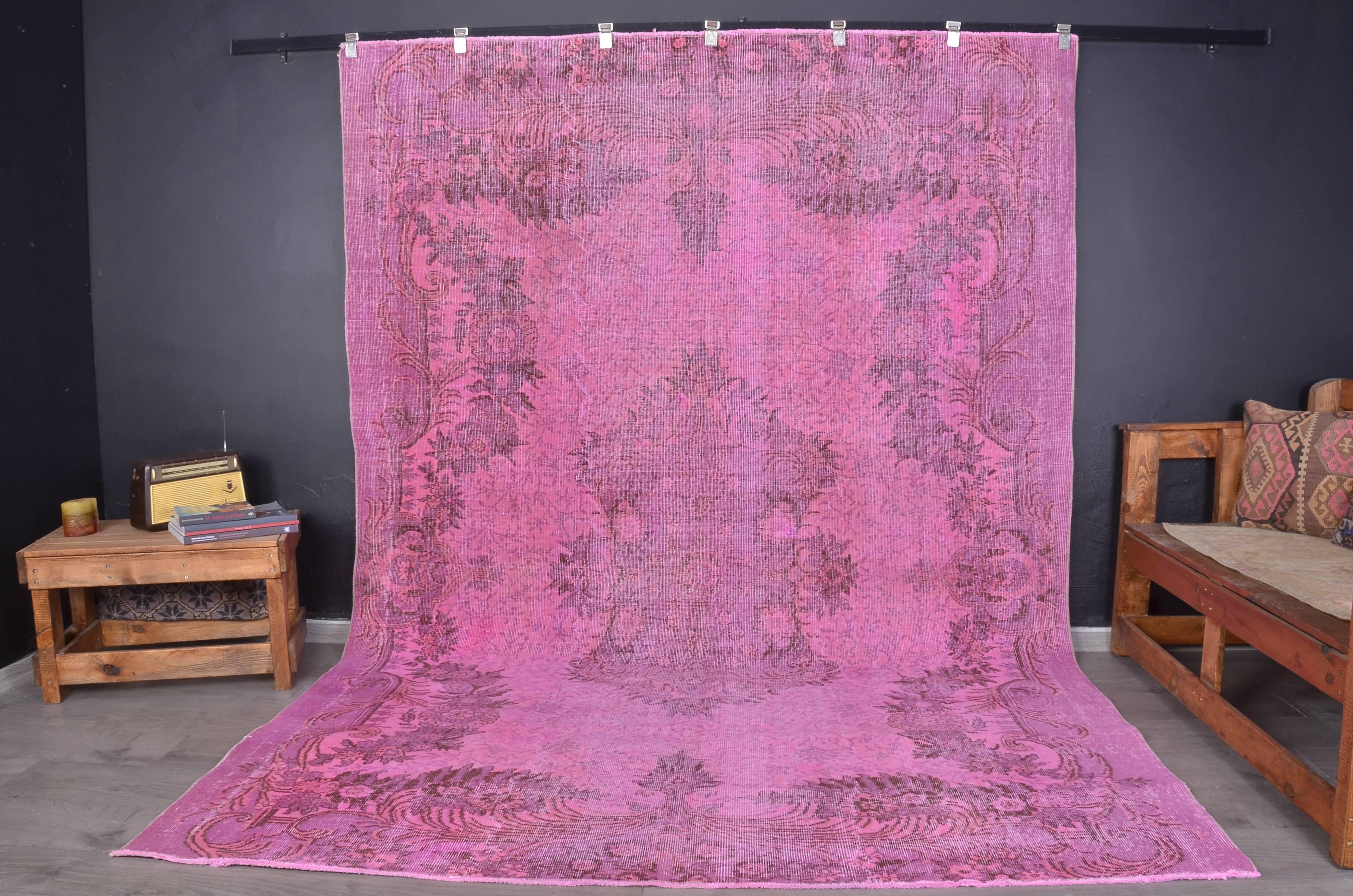Pink Handknotted Floral Rug sku2356
