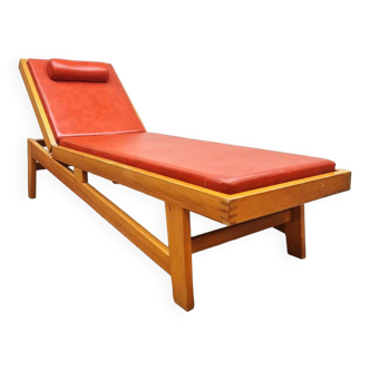 Chaise longue transat vintage design suisse 1950
