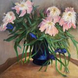 HST painting "bouquet of flowers in vase" signed Porcherot late 20th century