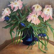 HST painting "bouquet of flowers in vase" signed Porcherot late 20th century