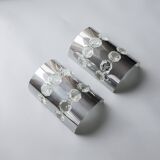 Set of 2 chromed / glass sconces by Oscar Torlasco, 1970s, Italy.