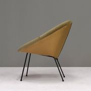 Fauteuil en velours en forme de cercle, années 1950