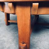 Brutalist Handcrafted Oak Coffee Table, Netherlands, 1950s