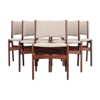 Set of six teak chairs, Danish design, 1970s, made by Henning Kjaernulf