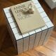 Checkerboard cube bedside table tiled white retro black tile