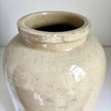 Beige glazed stoneware mustard pot n°1