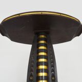 Art Deco style side table in beech and gilded metal. 1960s