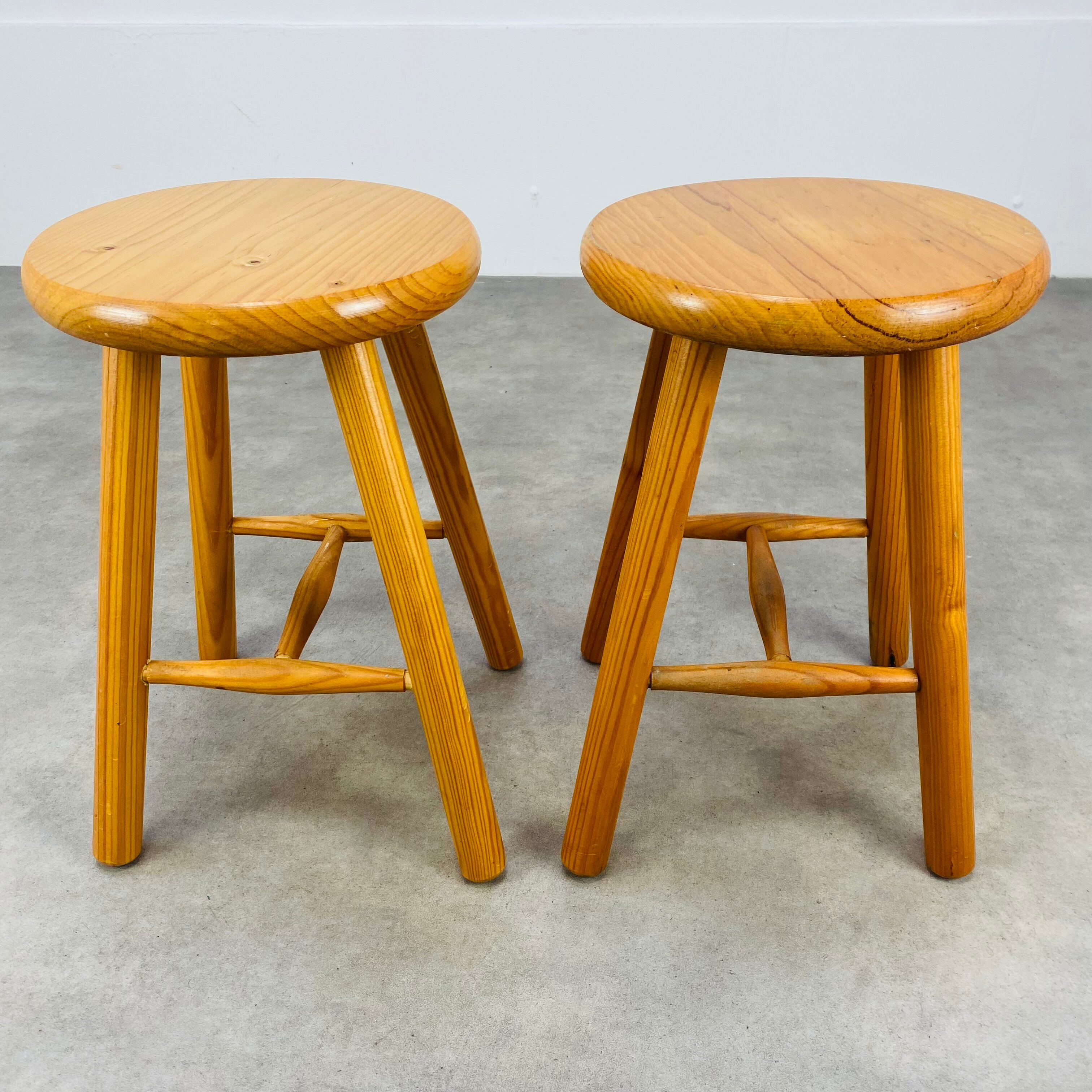 Pair of vintage pine stools