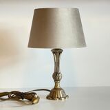 Solid brass lamp and vintage fabric