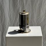 Small silver and gold Italian coffee maker Alpu-F Puppieni in stainless steel