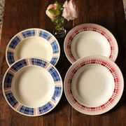 Lot 4 hollow plates red blue art deco fécamp badonviller digoin