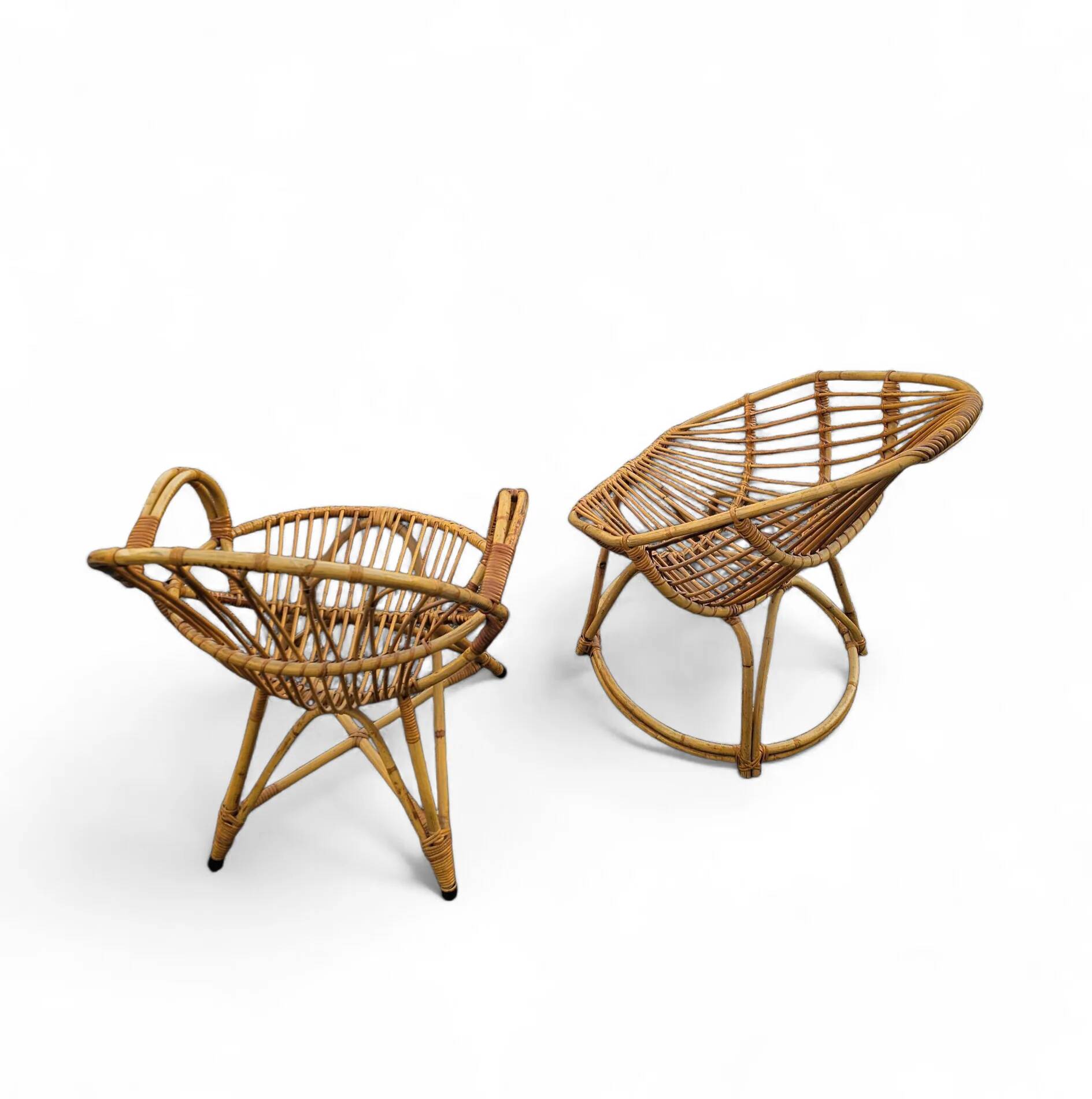 2 x Rohe Noordwolde rattan chairs / Dirk van Sliedregt / 1960s