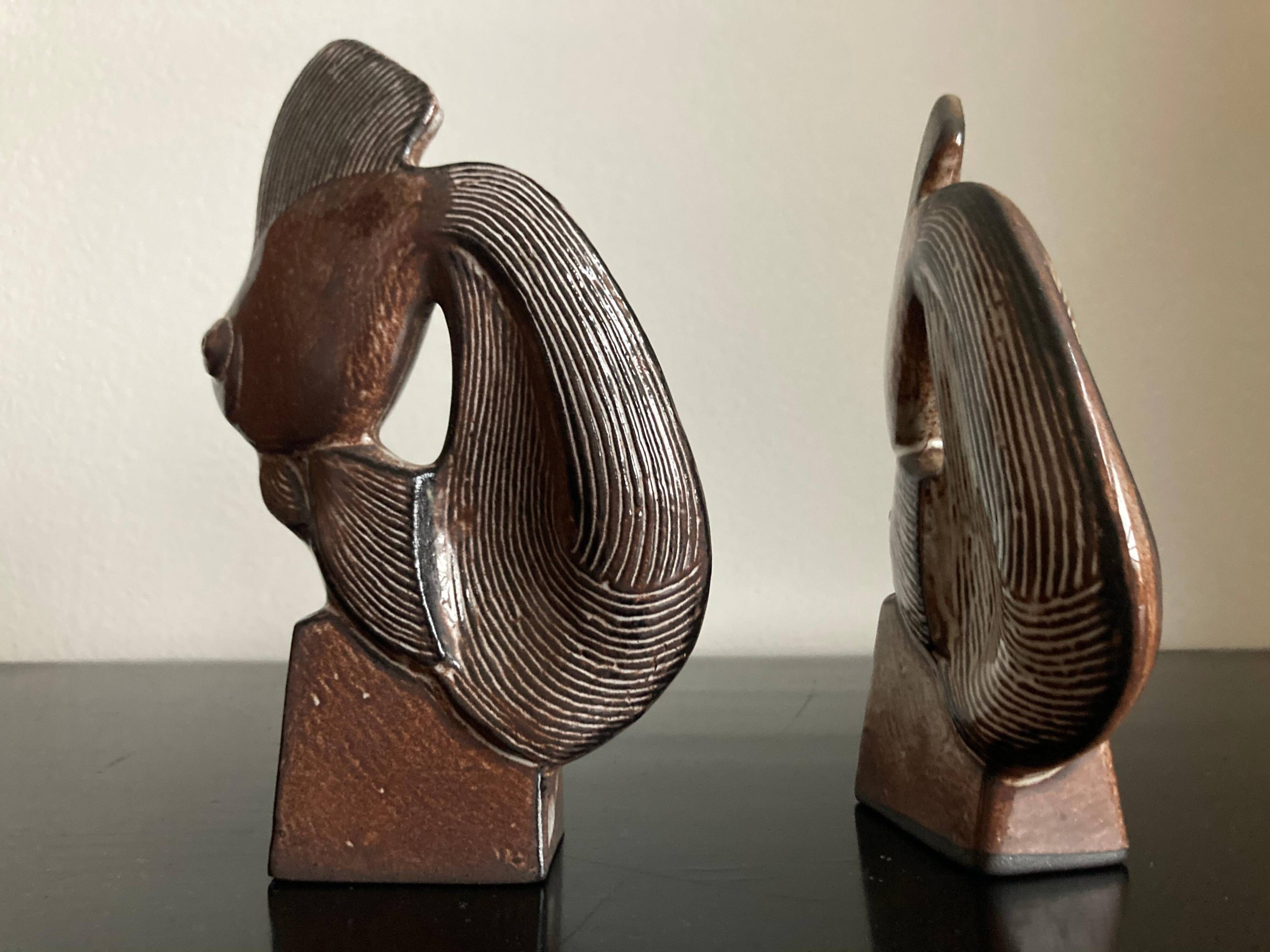 Set of two ceramic fish sculptures, 1960s