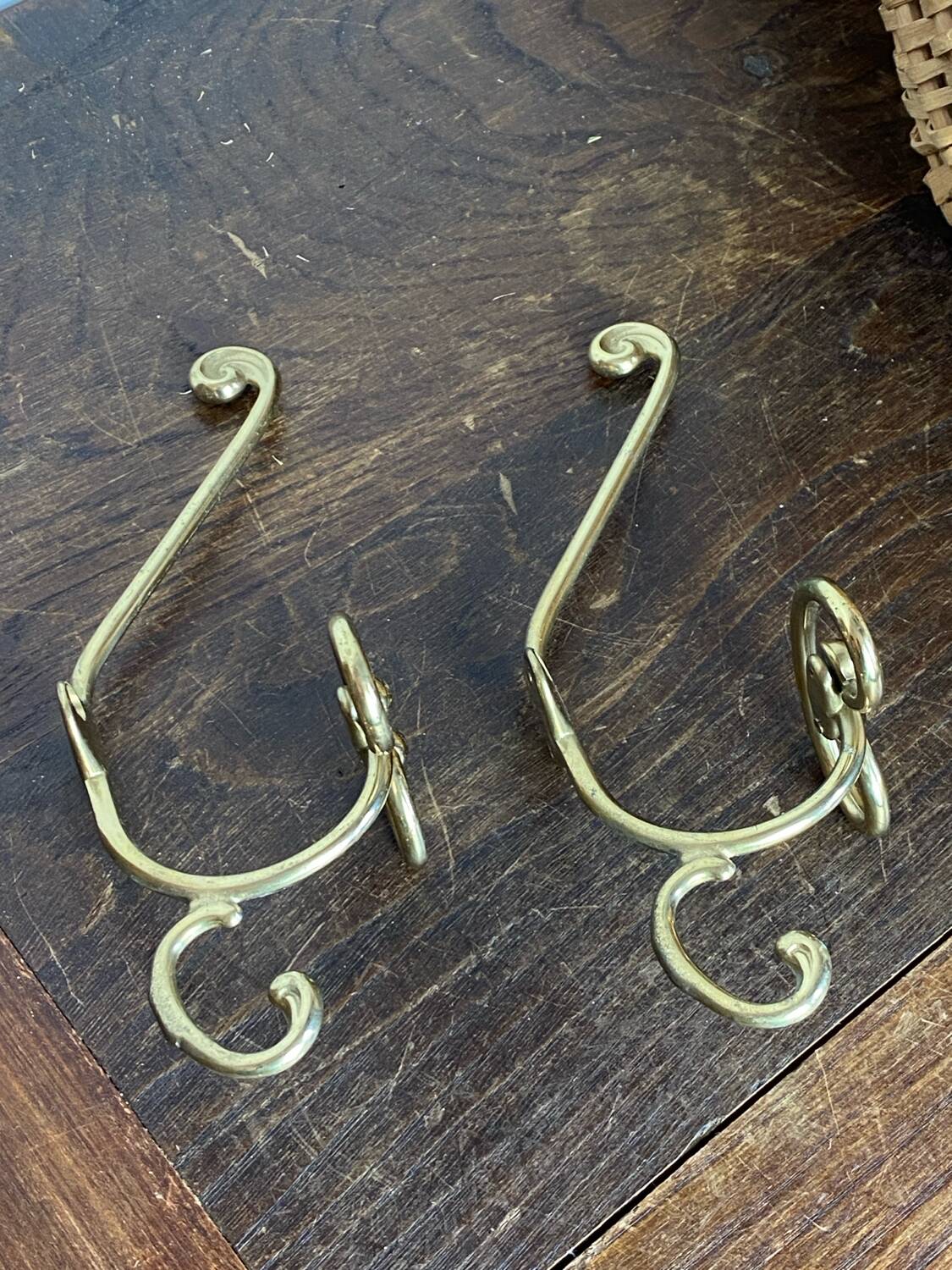 Pair of brass hooks