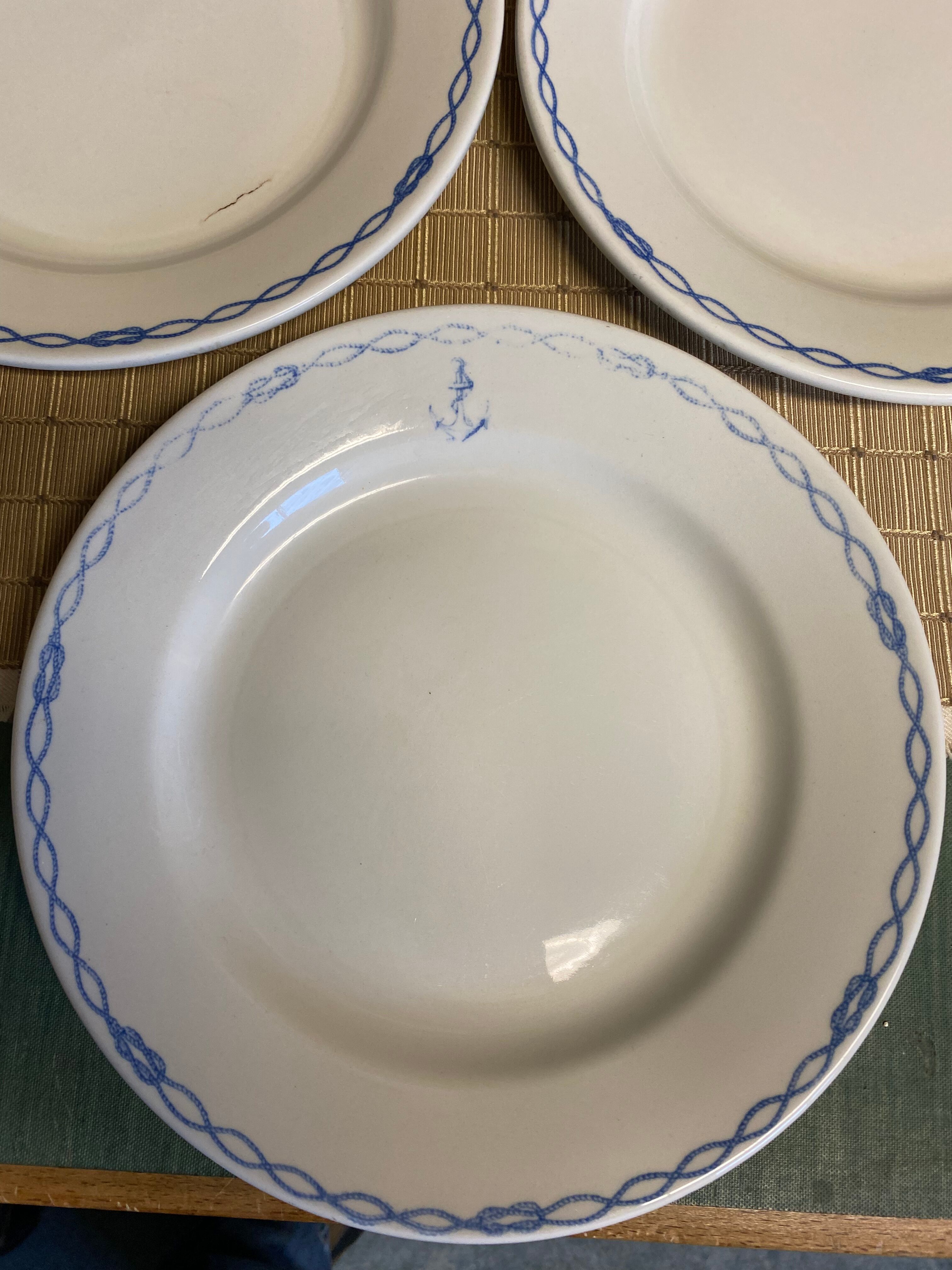 10 plates in Sarreguemines porcelain anchor and knots