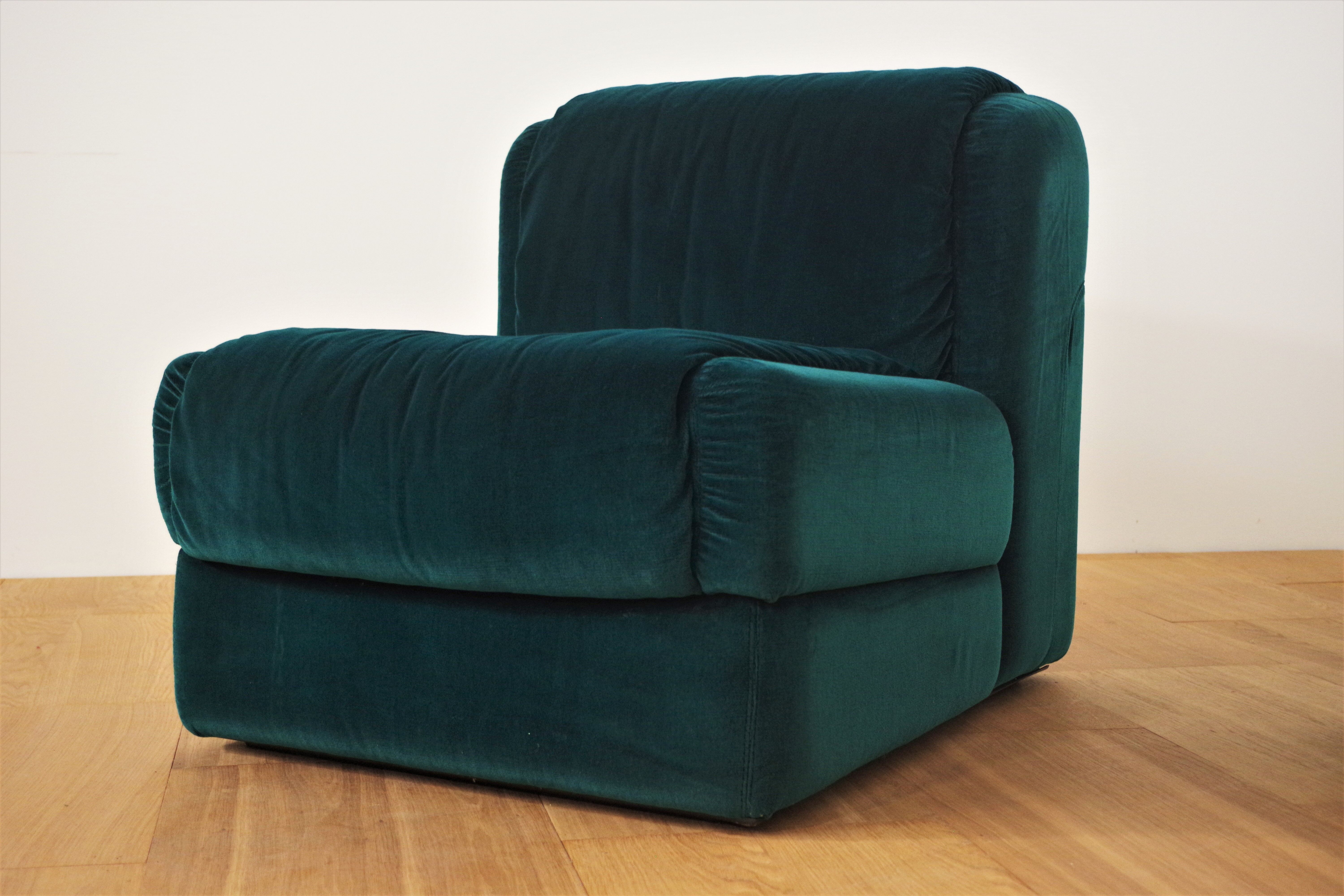 Fauteuils en Chenille de Seven Salotti, 1970s, Set de 5