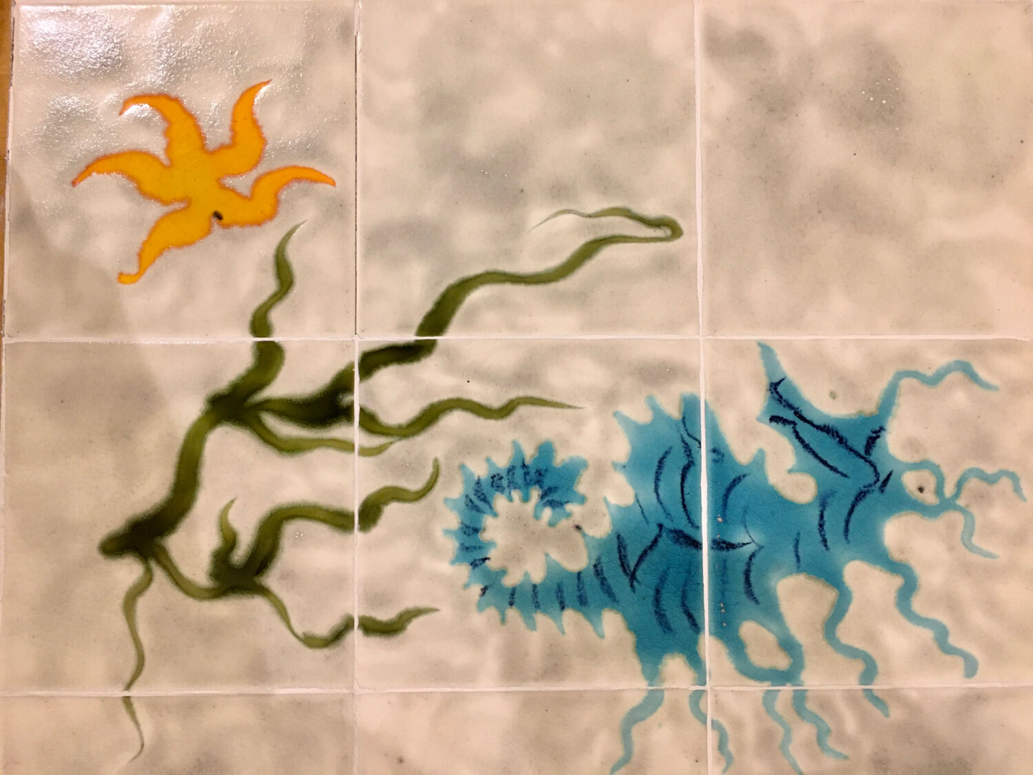 Ceramic and rattan coffee table