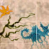 Ceramic and rattan coffee table