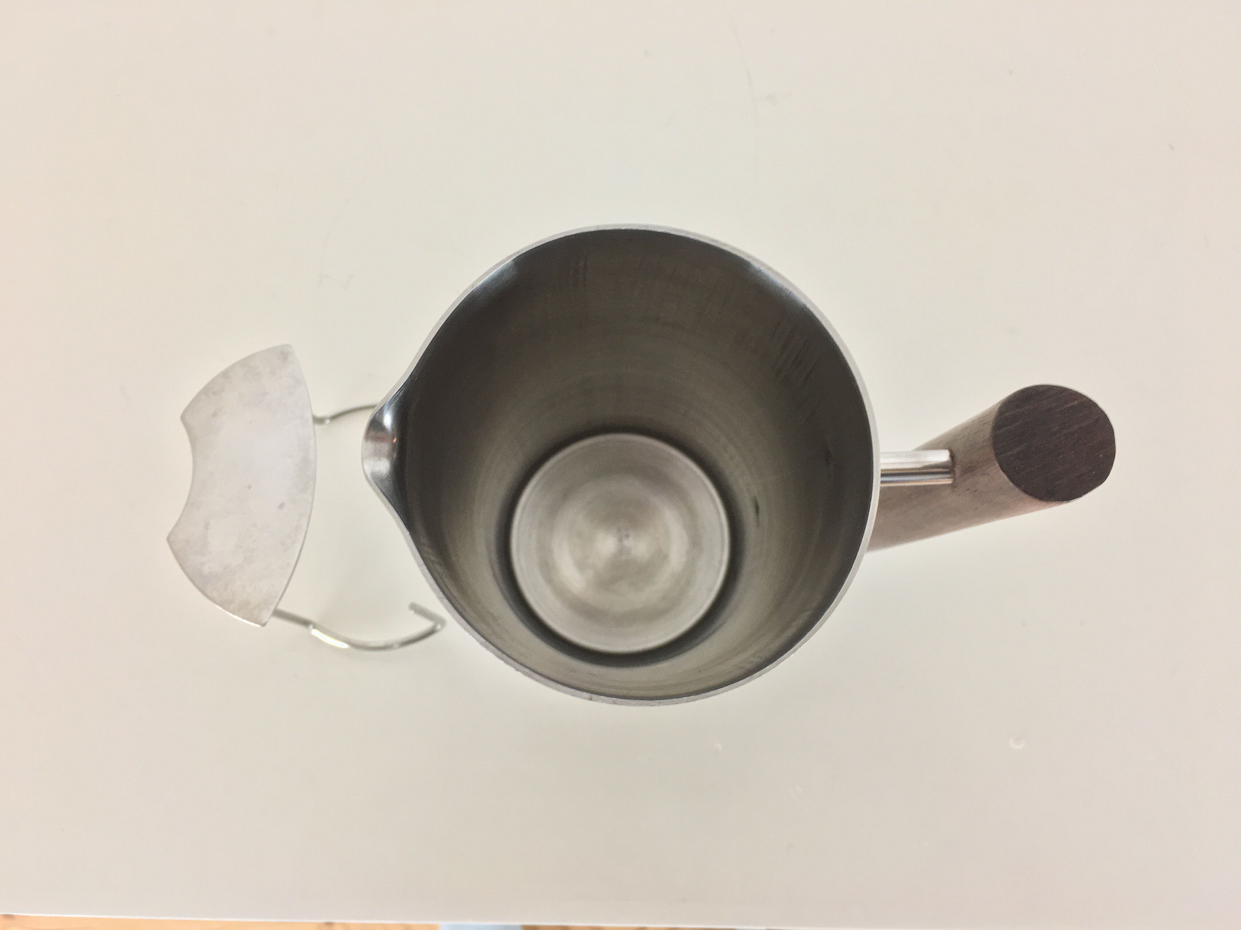 Scandinavian pitcher by Guy Degrenne, stainless steel and wood