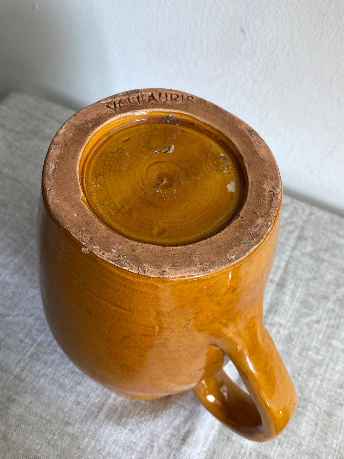 Vallauris ceramic pitcher, vase and bowls
