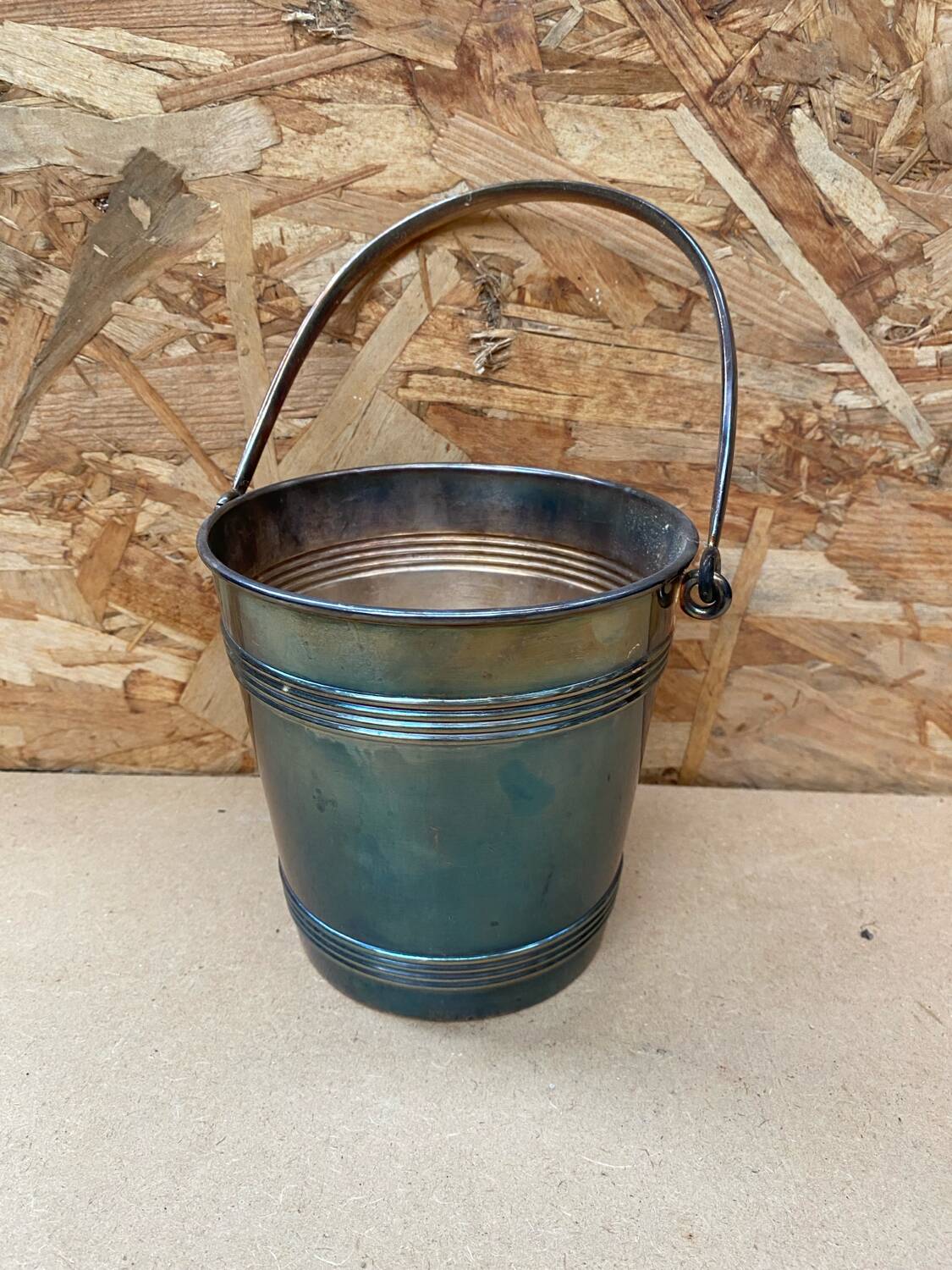 Old christofle ice bucket silver metal cooler + handle france #b210