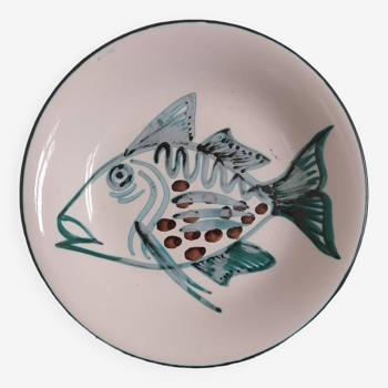 Assiette creuse à décor de poisson R.Picault