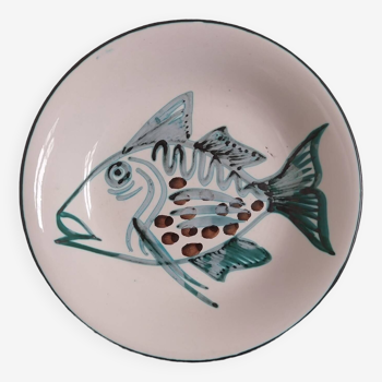 Deep plate with fish decoration R.Picault