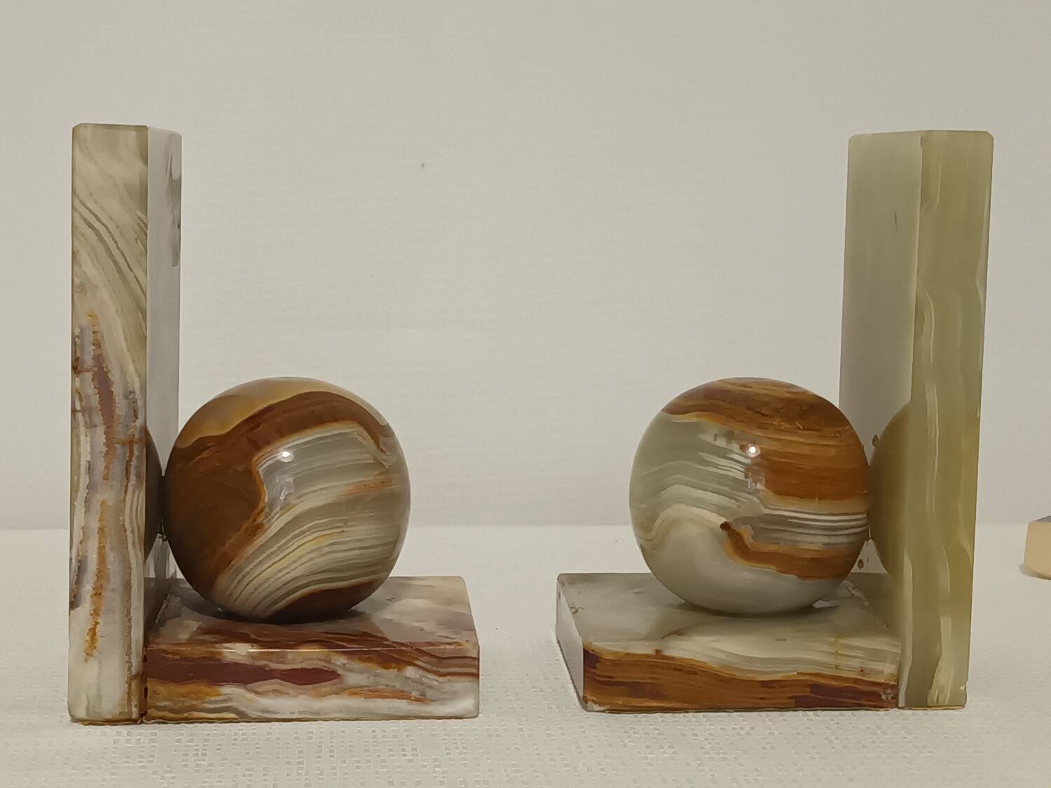 Pair of vintage onyx ball bookends