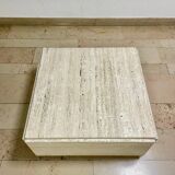 Square travertine coffee table - 1980s