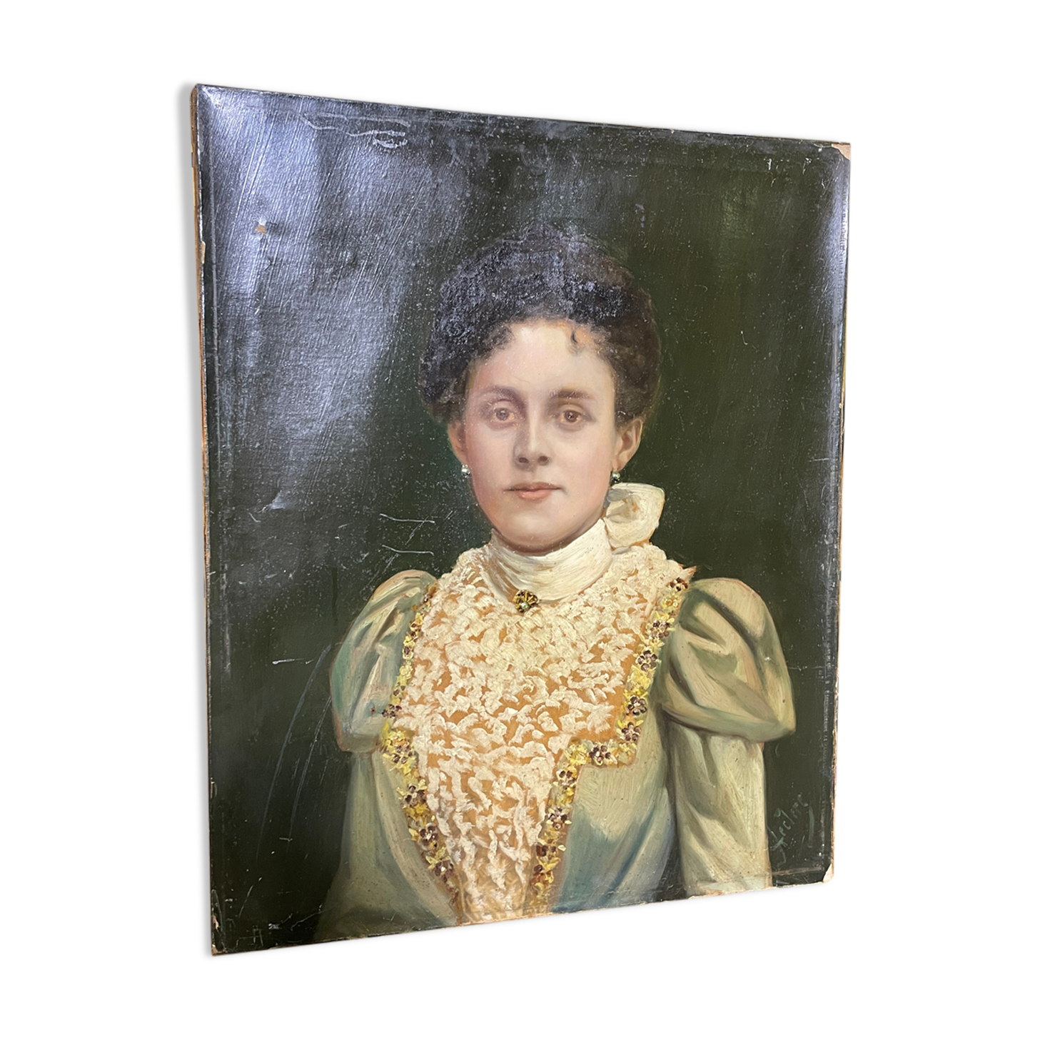 Oil on canvas portrait of a woman 19th